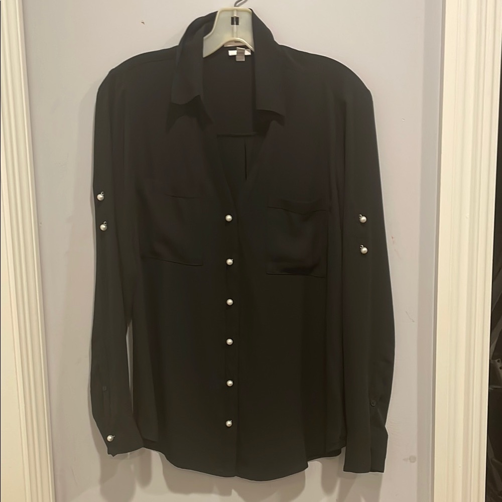 Chic Black Button-Up Blouse